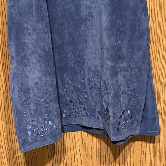 VTG‎ Mary McFadden Collection L Maxi Dress Embroidered Suede Velvet Look Jumper - Picture 11 of 16